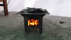 burning charcoal stove