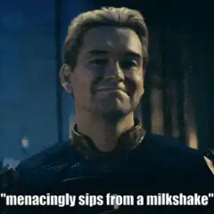 Homelander sips milkshake menacingly