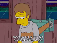 Bart waits for Marge in the woods