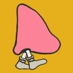 Pink blob character walking