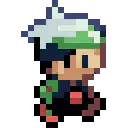 pixel art character with white hair