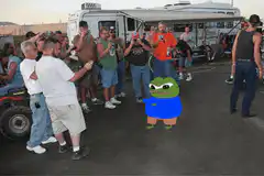 Pepe the Frog at a trailer park party