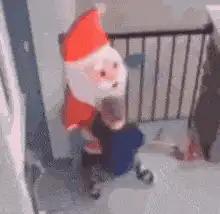 Santa Claus dancing with a child