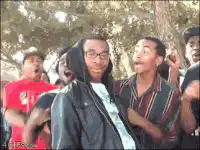 Group of guys reacting with shock