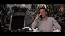 Michael Corleone laughing on the phone