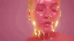 Woman with glowing golden tears