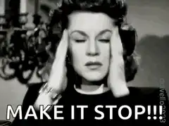 Woman holding head MAKE IT STOP