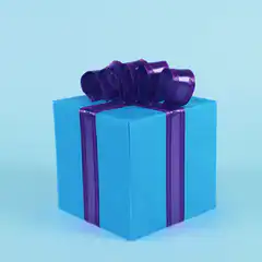 Blue gift box opens to reveal heart