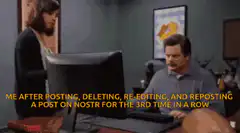 Ron Swanson throws computer in dumpster