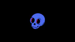 Blue skull with popping eyes and tongue