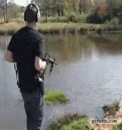 Man shoots water gun into pond