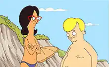 Linda Belcher points at Bob's belly