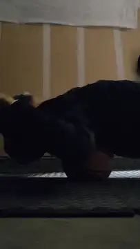 person doing pushups on basketball