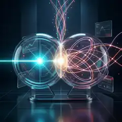 futuristic holographic spheres with energy beams