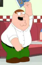 Peter Griffin holding up a book