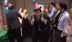 Michael Scott gives thumbs up with pig
