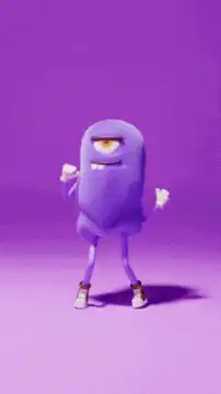 Purple bean character dancing