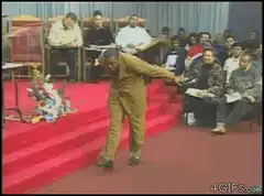 Man flies off stage