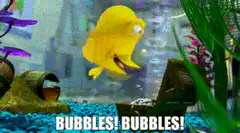 Bubbles the fish excitedly jumping