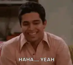 Raj Koothrappali laughing awkwardly
