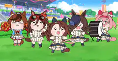 Uma Musume cheerleaders performing