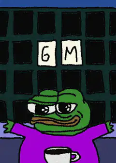 Pepe with GM text background