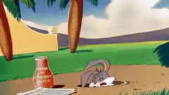 Bugs Bunny laughs then notices carrot juice