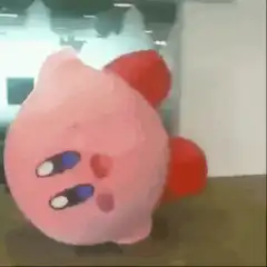 Pink Kirby plush spinning around