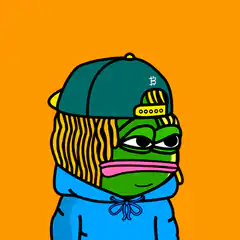 Pepe with blonde wig and cap