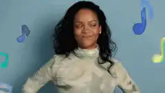 Rihanna facepalm with music notes