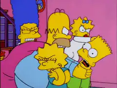 The Simpsons family hugging