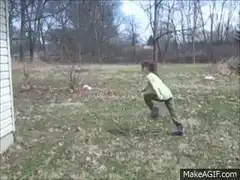 kid jumps and hits wall