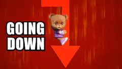 Sad bear falling down with arrow