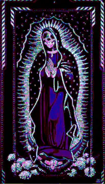 Color shifting Our Lady of Guadalupe skeleton