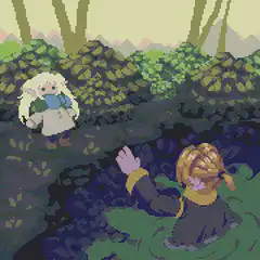pixel art girl falls into water