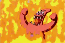 Patrick Star screaming in flames