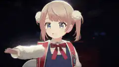 Anime girl turns around to reveal backpack then cuts to soldiers