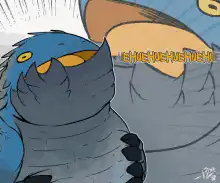 Blue bird screaming at mirror