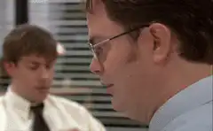 Dwight Schrute smirking at Jim