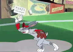 Bugs Bunny pitches to a batter