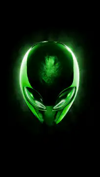 glowing green alien head
