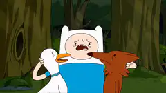 Finn gets kissed by a goose and a fox