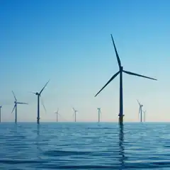offshore wind turbines at sea
