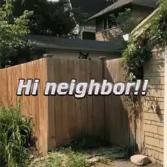 Hi neighbor cat peeking over fence