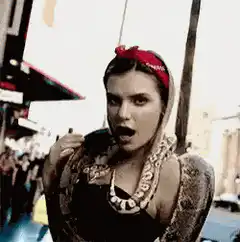 Woman with snake and red headband