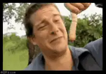 Bear Grylls eats a worm