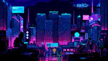 Cyberpunk cityscape with neon lights