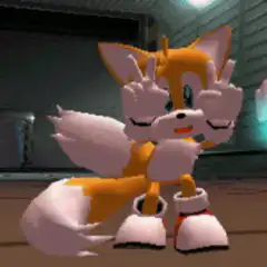 Tails making peace signs