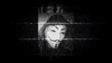 Guy Fawkes mask with hands