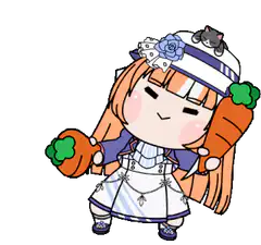 Chibi girl with carrots and cat